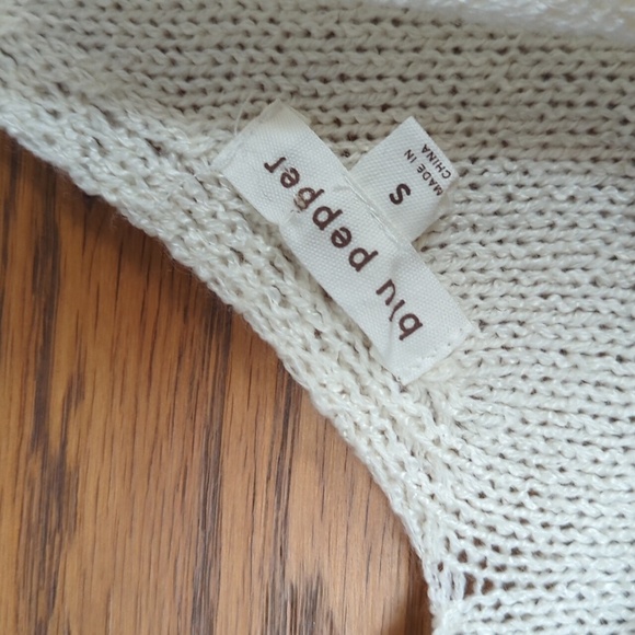 Blu Pepper Chunky Cable Knit Tank Top Cream Size S - Picture 4 of 7